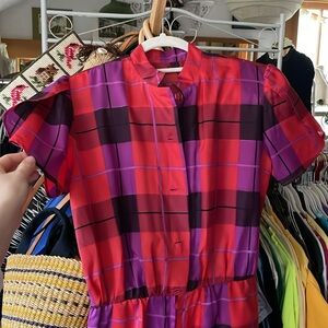 80s polyester romper with shoulder pads